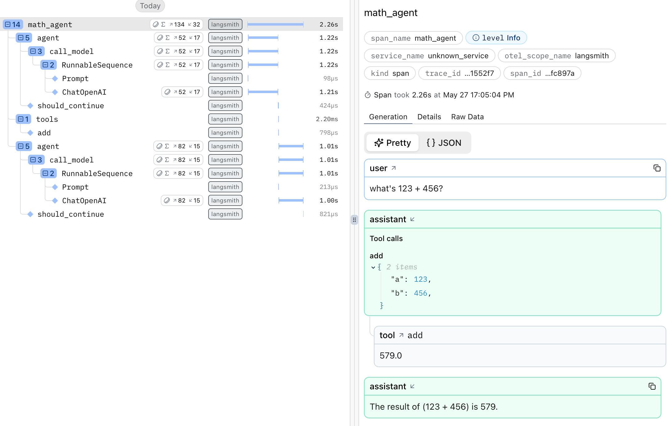 Logfire LangChain Trace